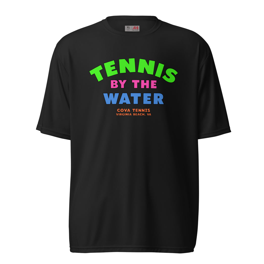Tennis By The Water Unisex performance crew neck t-shirt by CoVA Tennis