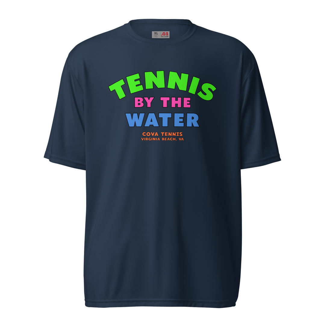 Tennis By The Water Unisex performance crew neck t-shirt by CoVA Tennis