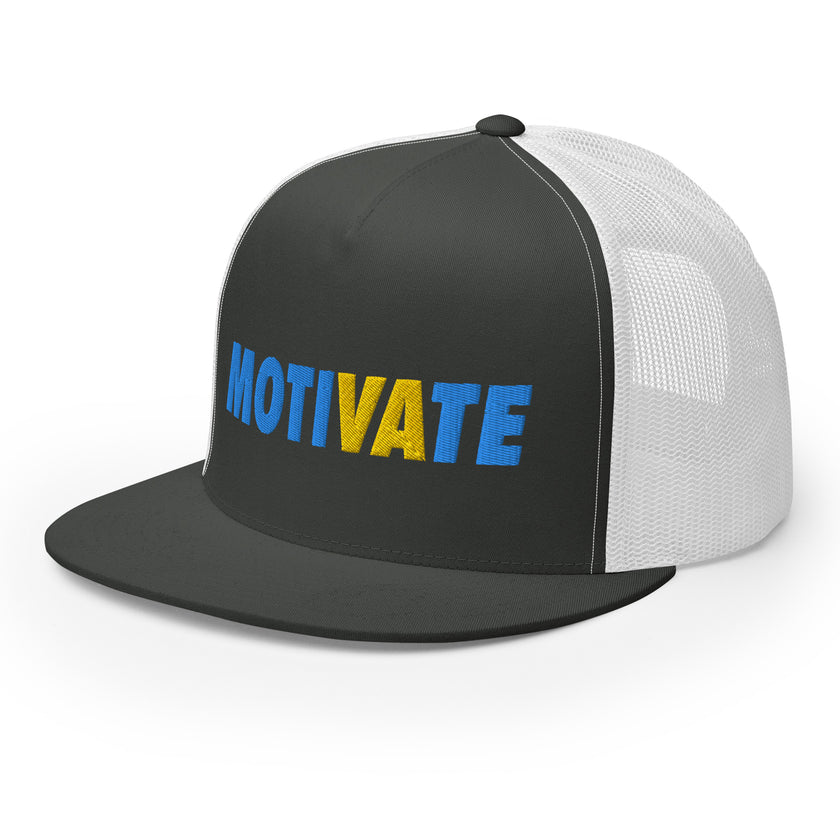 MOTIVATE Flat Bill Trucker Cap by CoVA Tennis