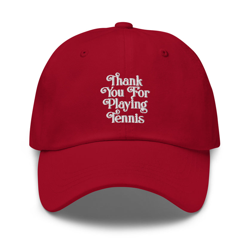 Thank You For Playing Tennis by CoVA Tennis Dad hat