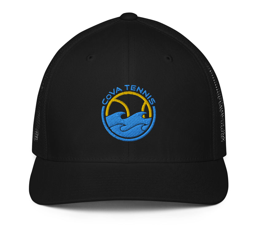 CoVA Tennis Ball & Waves Logo Closed-Back Trucker Cap