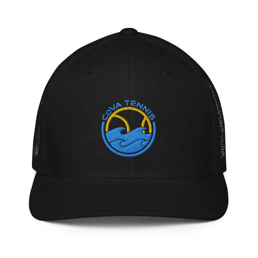 CoVA Tennis Ball & Waves Logo Closed-Back Trucker Cap