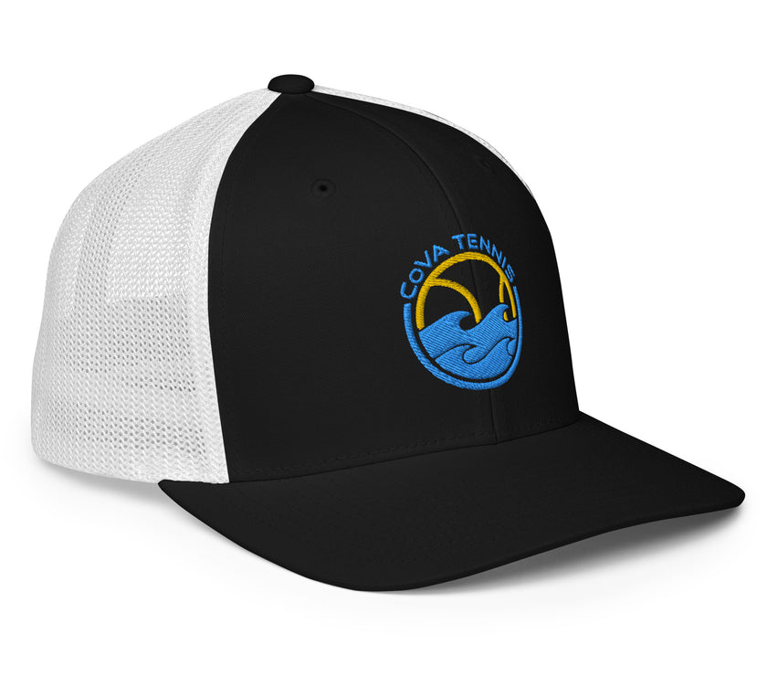 CoVA Tennis Ball & Waves Logo Closed-Back Trucker Cap