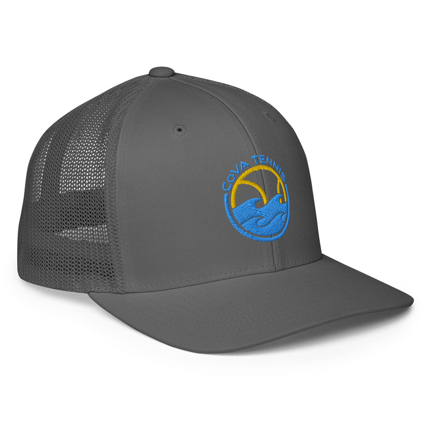 CoVA Tennis Ball & Waves Logo Closed-Back Trucker Cap