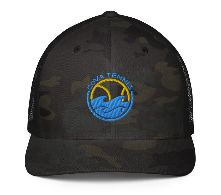 CoVA Tennis Ball & Waves Logo Closed-Back Trucker Cap