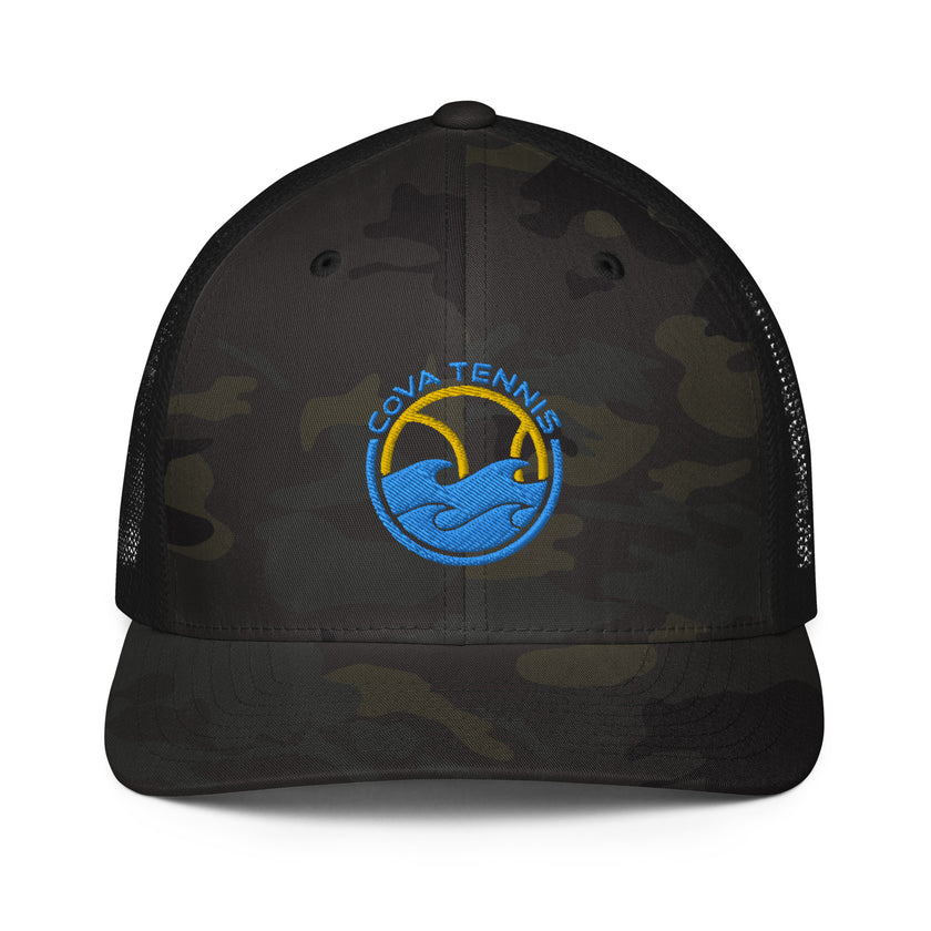 CoVA Tennis Ball & Waves Logo Closed-Back Trucker Cap