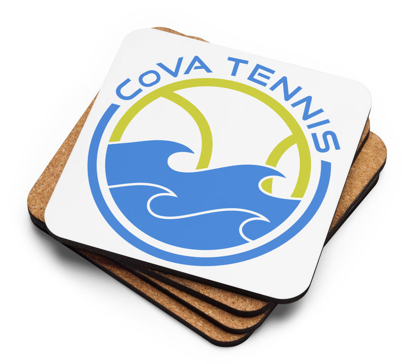 CoVA Tennis Ball & Waves Logo Cork-back coaster