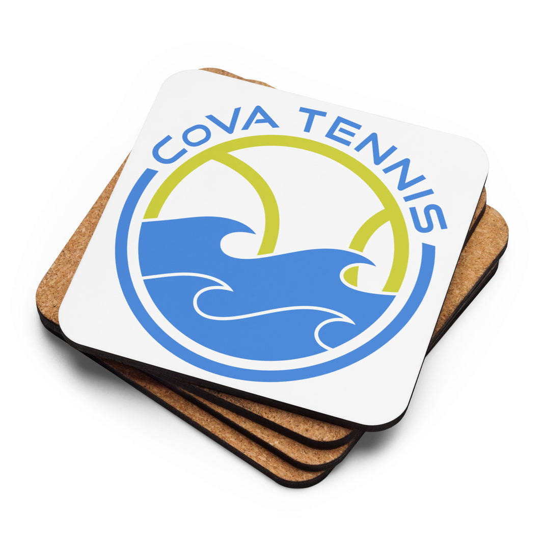 CoVA Tennis Ball & Waves Logo Cork-back coaster