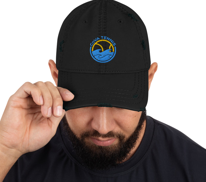 CoVA Tennis Ball & Waves Logo Distressed Dad Hat