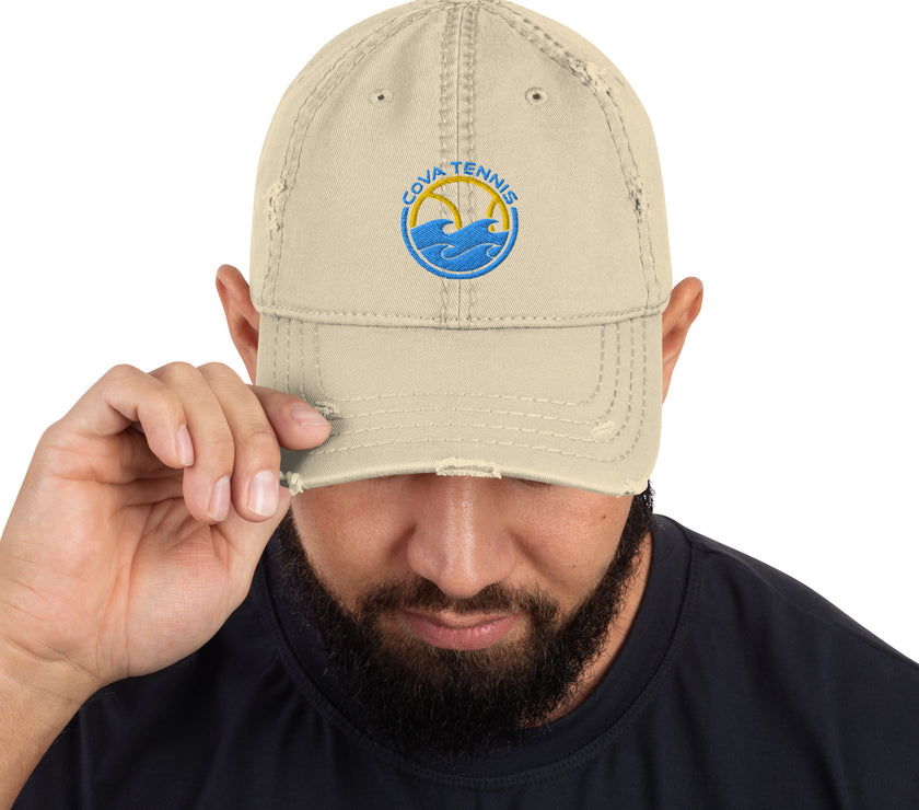 CoVA Tennis Ball & Waves Logo Distressed Dad Hat