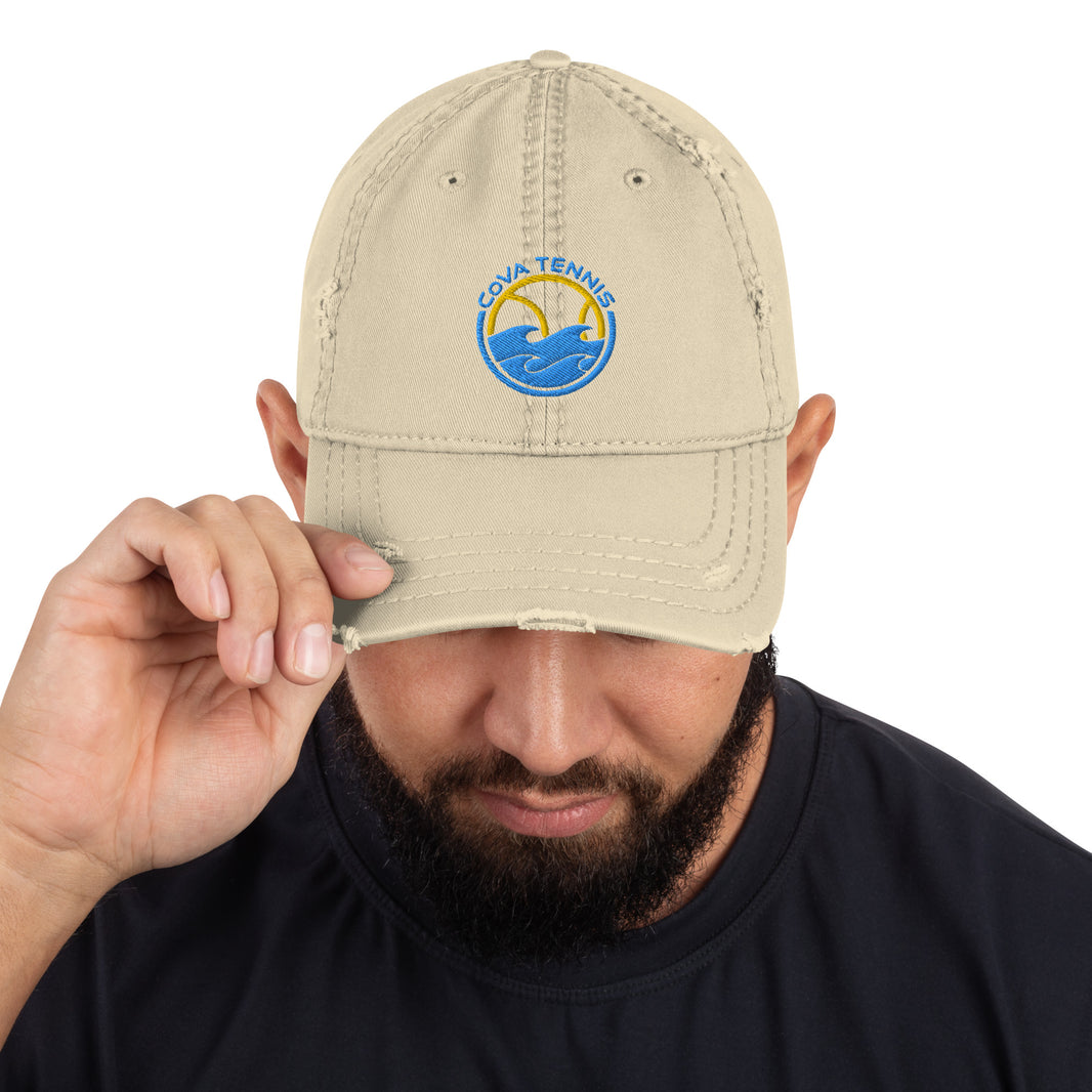 CoVA Tennis Ball & Waves Logo Distressed Dad Hat