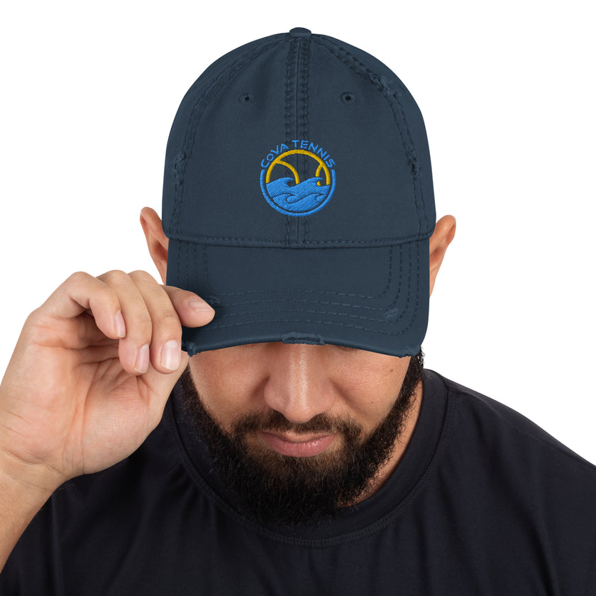 CoVA Tennis Ball & Waves Logo Distressed Dad Hat