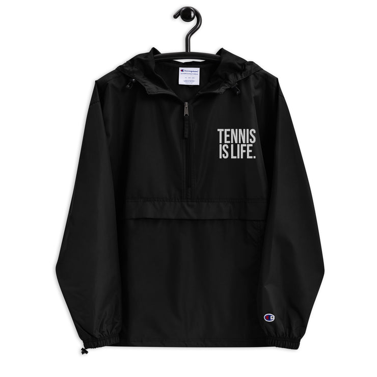 Tennis is Life Embroidered Champion Packable Jacket by CoVA Tennis