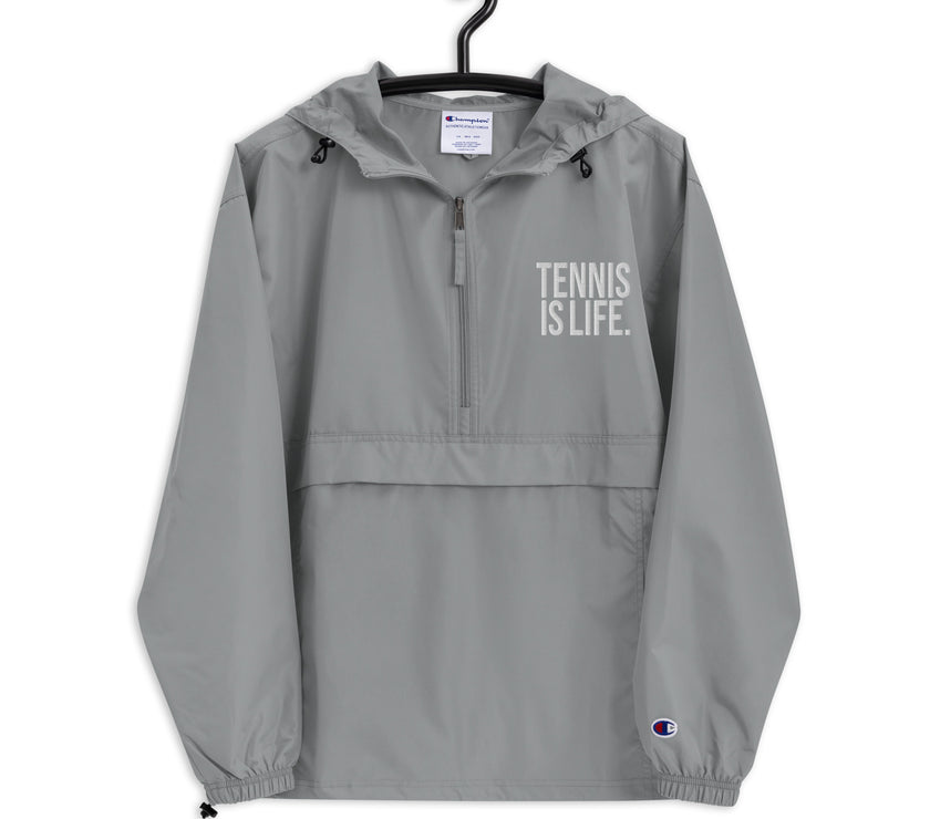 Tennis is Life Embroidered Champion Packable Jacket by CoVA Tennis