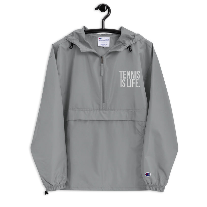 Tennis is Life Embroidered Champion Packable Jacket by CoVA Tennis