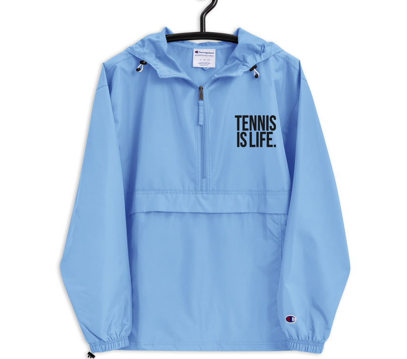 Tennis is Life Embroidered Champion Packable Jacket by CoVA Tennis