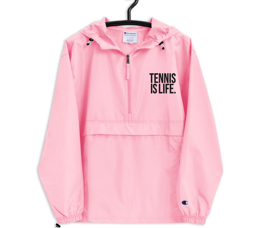 Tennis is Life Embroidered Champion Packable Jacket by CoVA Tennis