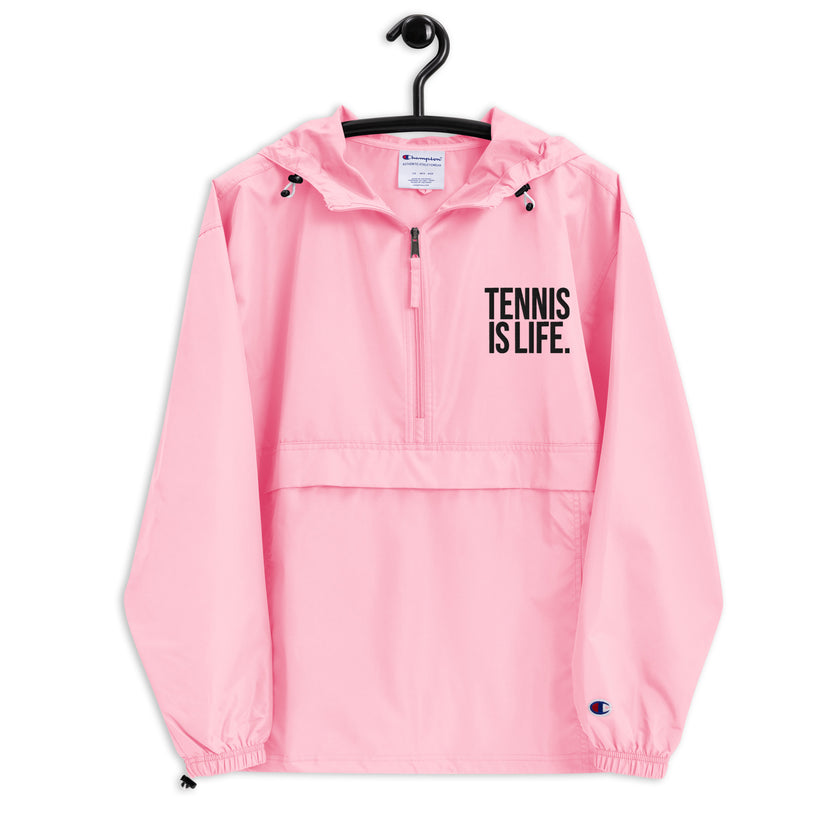 Tennis is Life Embroidered Champion Packable Jacket by CoVA Tennis