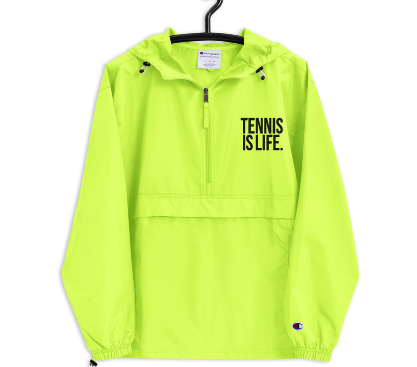 Tennis is Life Embroidered Champion Packable Jacket by CoVA Tennis