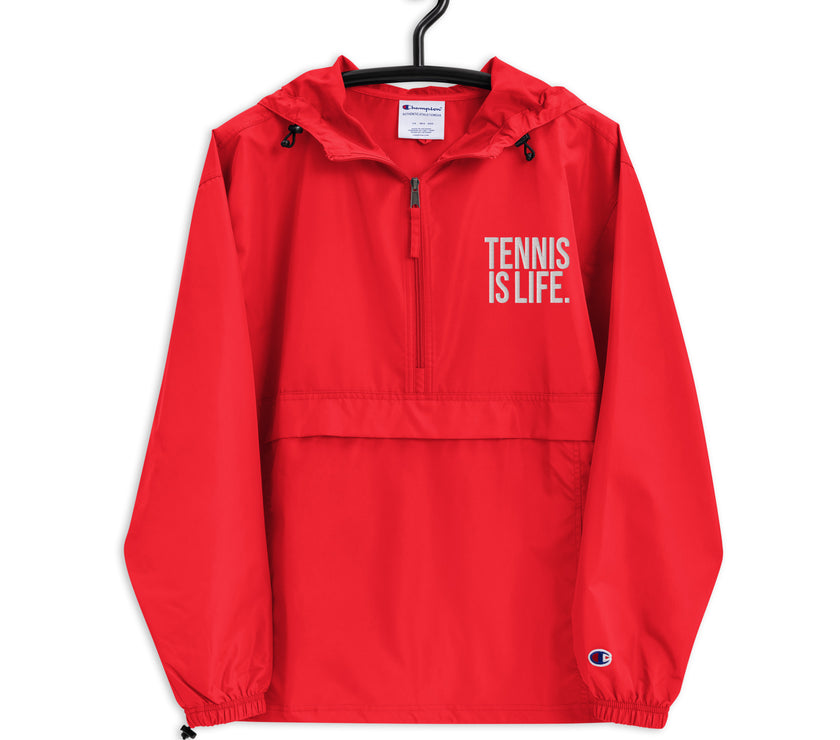 Tennis is Life Embroidered Champion Packable Jacket by CoVA Tennis