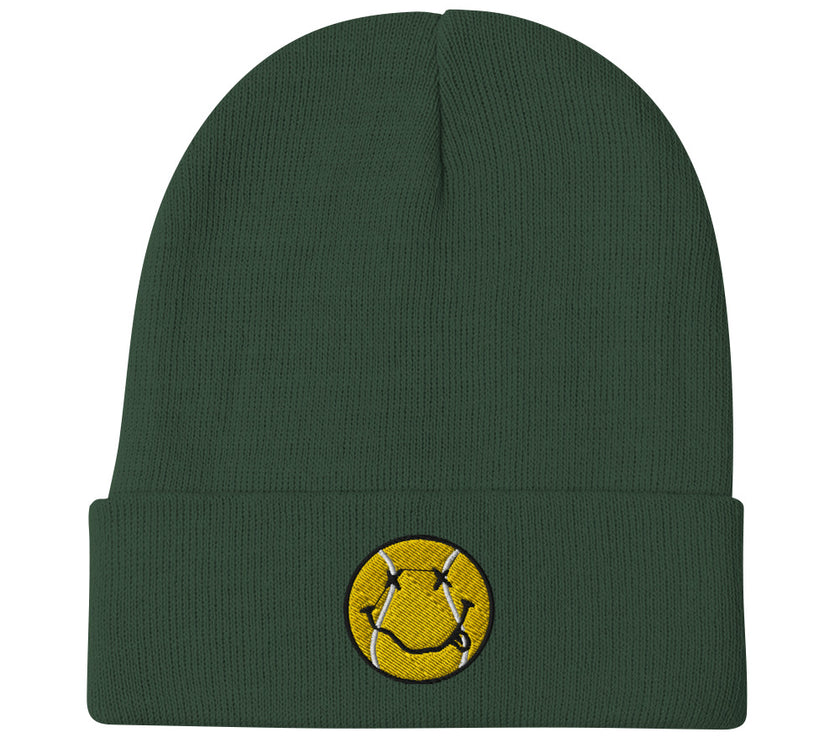 Smiling Tennis Ball by CoVA Tennis Embroidered Beanie