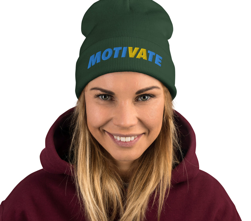 MOTIVATE by CoVA Tennis Embroidered Beanie