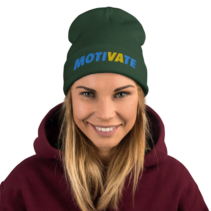 MOTIVATE by CoVA Tennis Embroidered Beanie