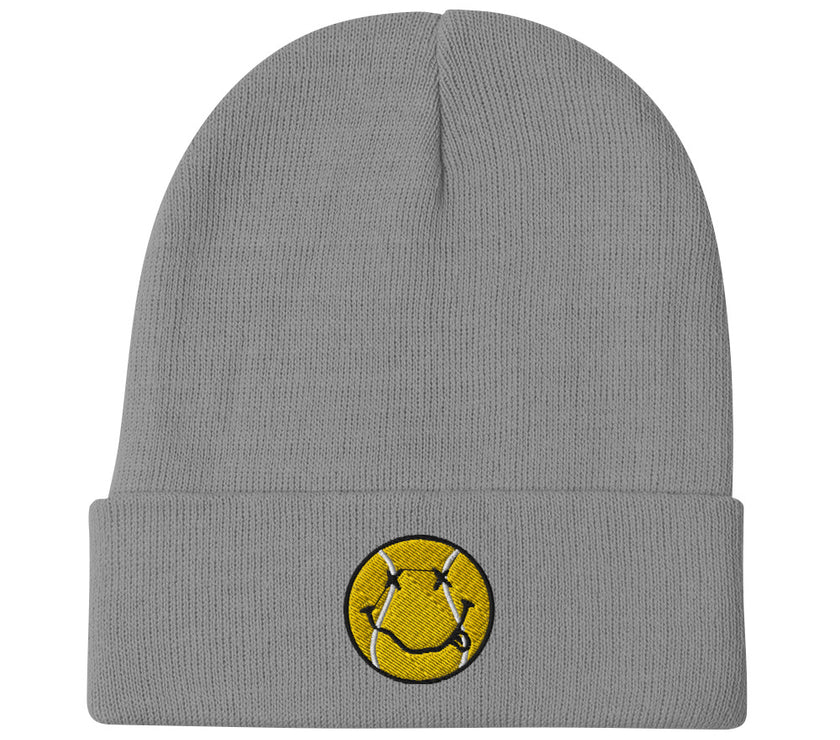 Smiling Tennis Ball by CoVA Tennis Embroidered Beanie