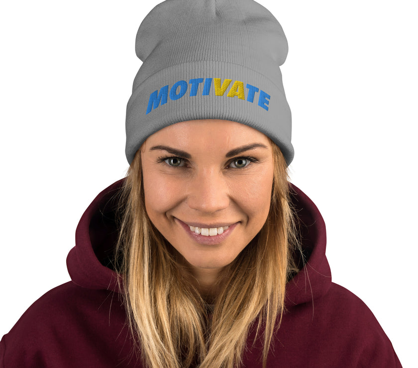 MOTIVATE by CoVA Tennis Embroidered Beanie