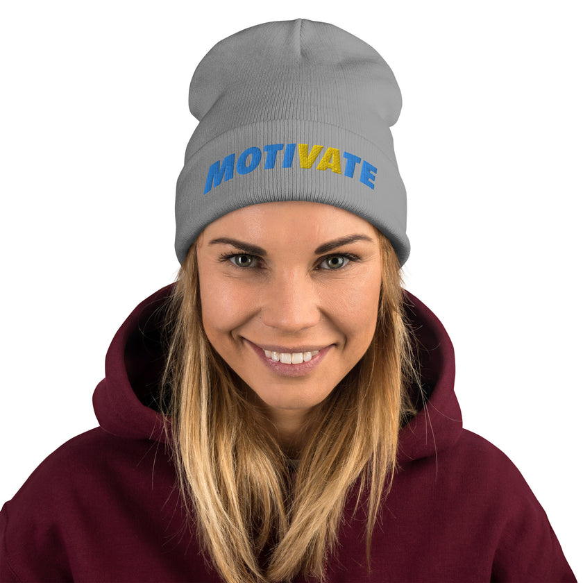 MOTIVATE by CoVA Tennis Embroidered Beanie