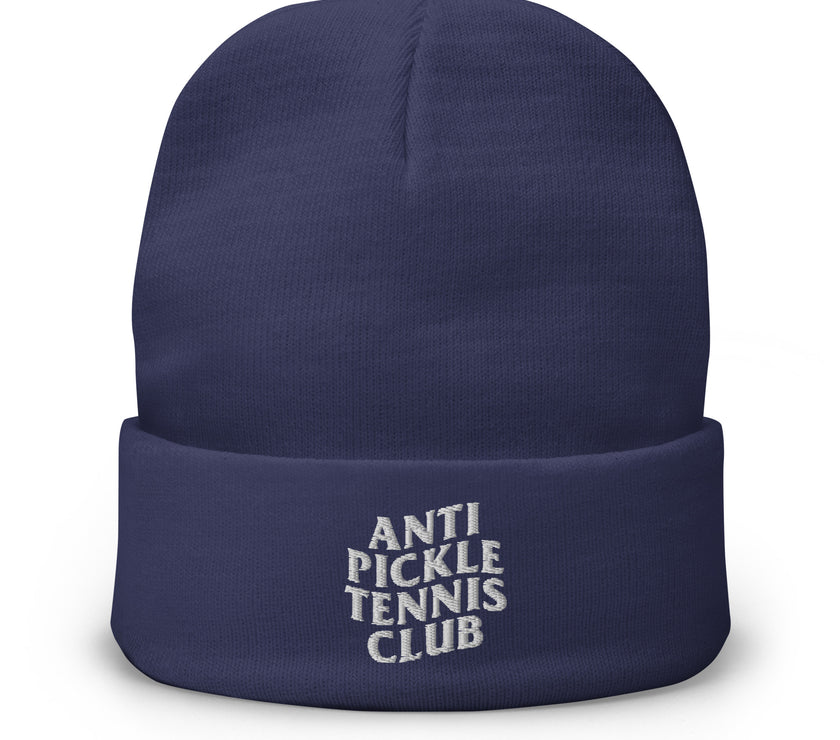 Anti Pickleball Tennis Club Embroidered Beanie by CoVA Tennis