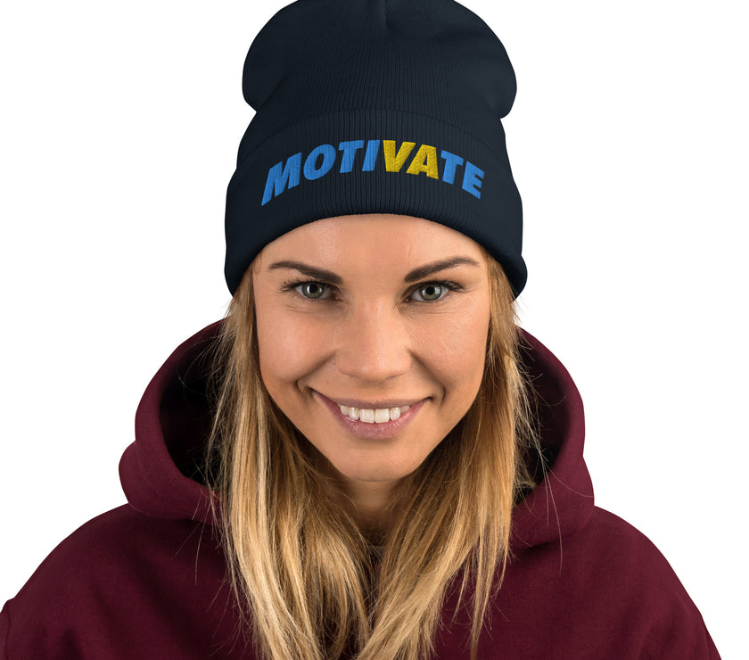 MOTIVATE by CoVA Tennis Embroidered Beanie