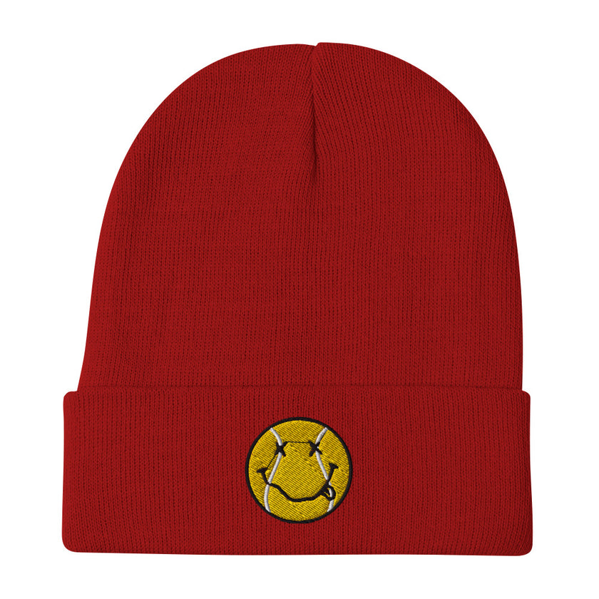 Smiling Tennis Ball by CoVA Tennis Embroidered Beanie