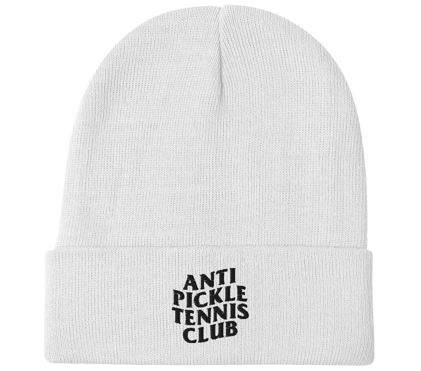 Anti Pickleball Tennis Club Embroidered Beanie by CoVA Tennis