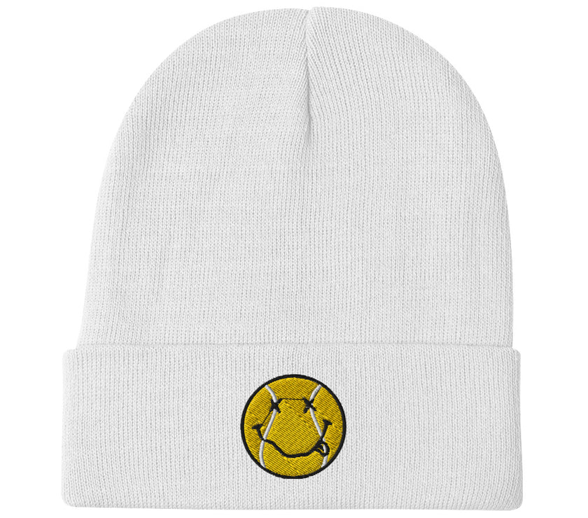 Smiling Tennis Ball by CoVA Tennis Embroidered Beanie