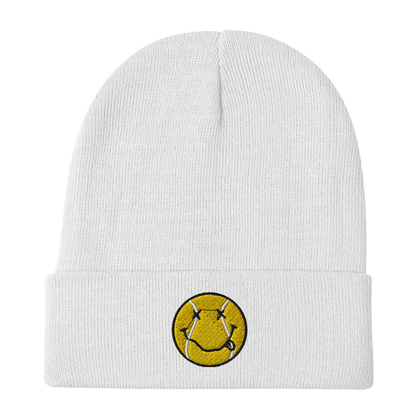 Smiling Tennis Ball by CoVA Tennis Embroidered Beanie