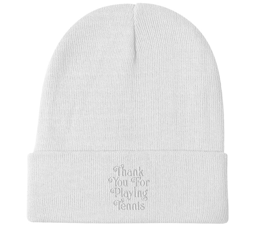 Thank You For Playing Tennis by CoVA Tennis Embroidered Beanie