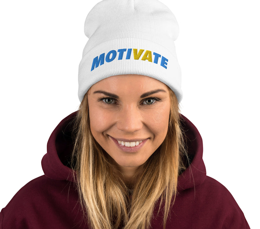 MOTIVATE by CoVA Tennis Embroidered Beanie