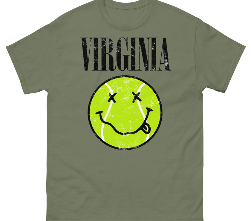 Virginia Smiley Face Tennis Ball by CoVA Tennis Men's classic tee