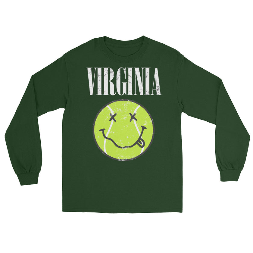 Virginia Smiley Face Tennis Ball by CoVA Tennis Men’s Long Sleeve Shirt