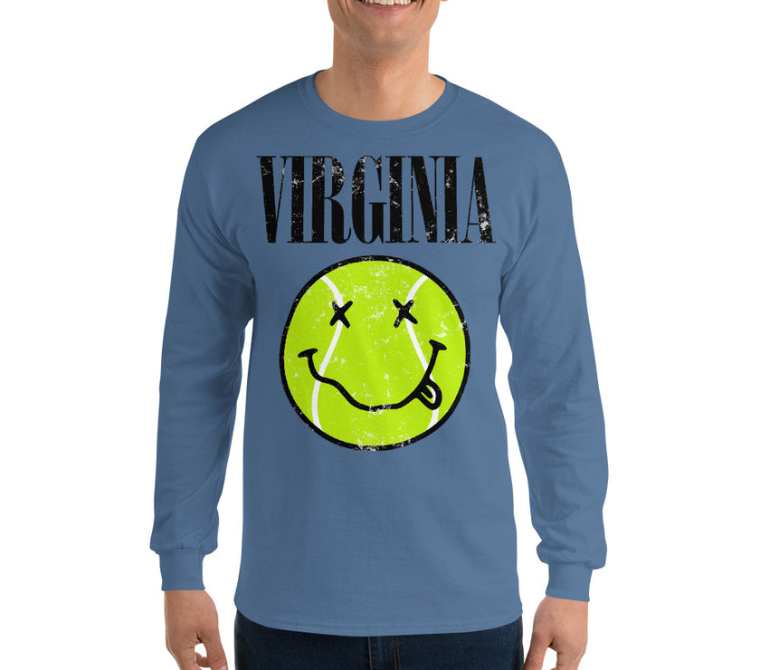 Virginia Smiley Face Tennis Ball by CoVA Tennis Men’s Long Sleeve Shirt