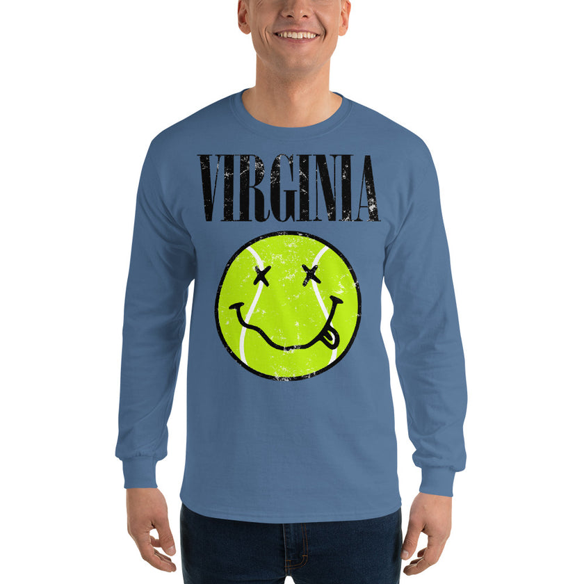 Virginia Smiley Face Tennis Ball by CoVA Tennis Men’s Long Sleeve Shirt