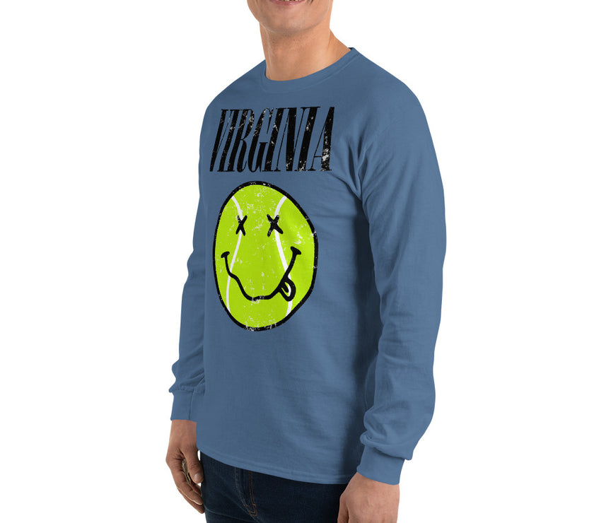 Virginia Smiley Face Tennis Ball by CoVA Tennis Men’s Long Sleeve Shirt