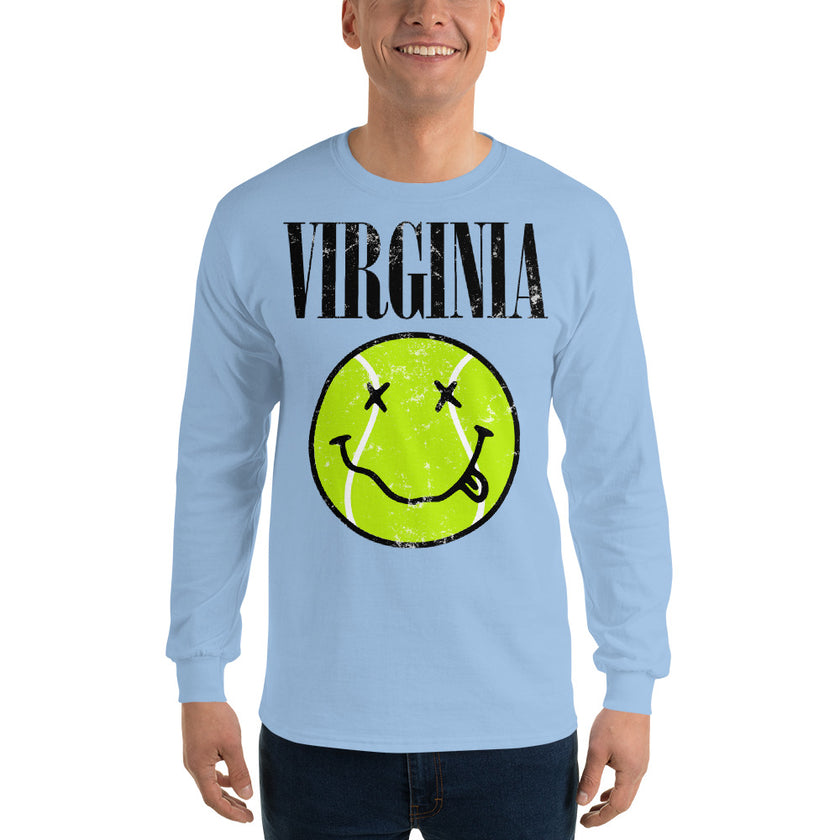 Virginia Smiley Face Tennis Ball by CoVA Tennis Men’s Long Sleeve Shirt