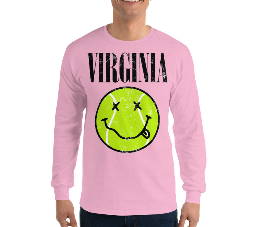 Virginia Smiley Face Tennis Ball by CoVA Tennis Men’s Long Sleeve Shirt