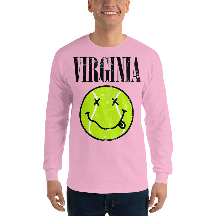 Virginia Smiley Face Tennis Ball by CoVA Tennis Men’s Long Sleeve Shirt