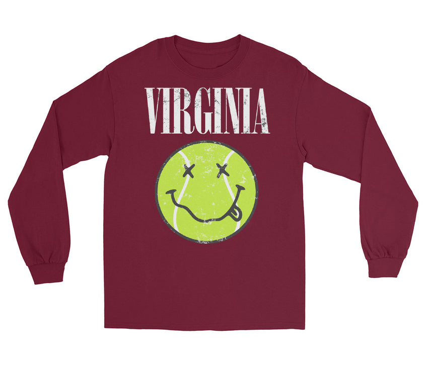 Virginia Smiley Face Tennis Ball by CoVA Tennis Men’s Long Sleeve Shirt