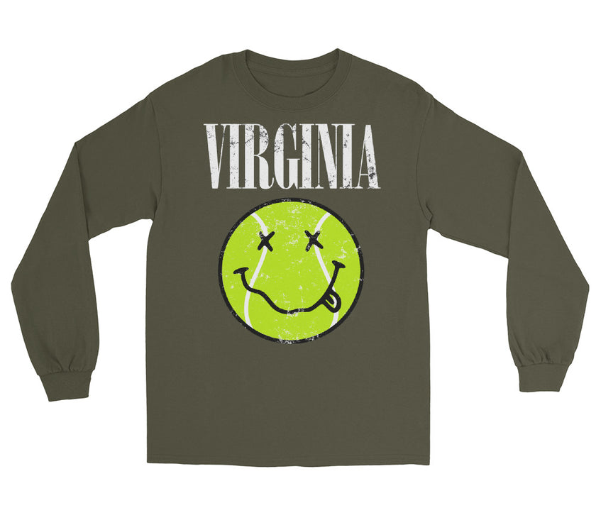 Virginia Smiley Face Tennis Ball by CoVA Tennis Men’s Long Sleeve Shirt