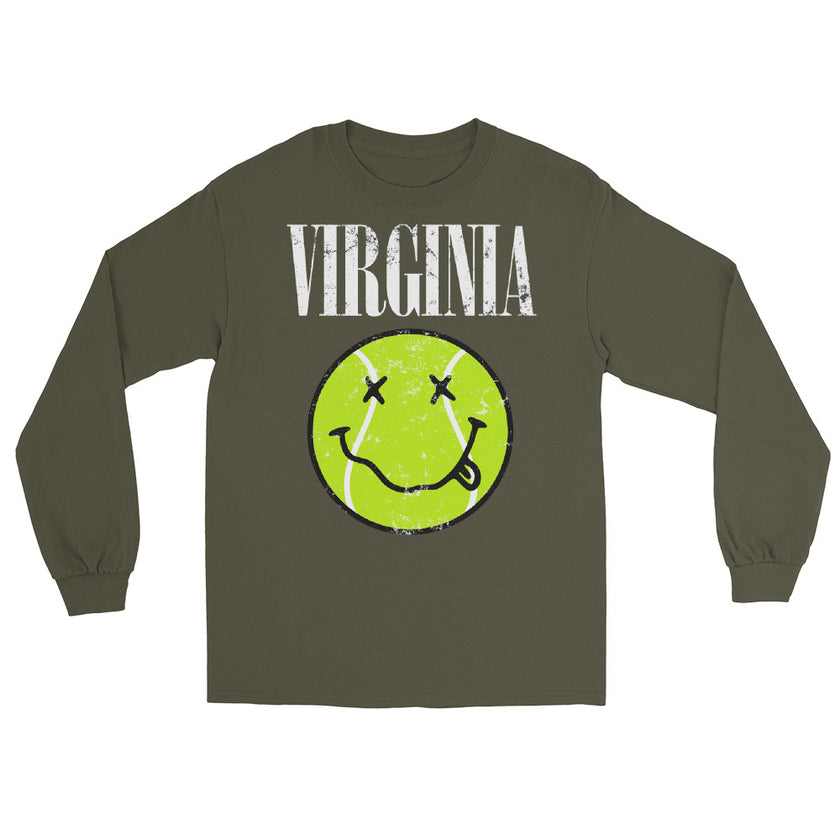 Virginia Smiley Face Tennis Ball by CoVA Tennis Men’s Long Sleeve Shirt