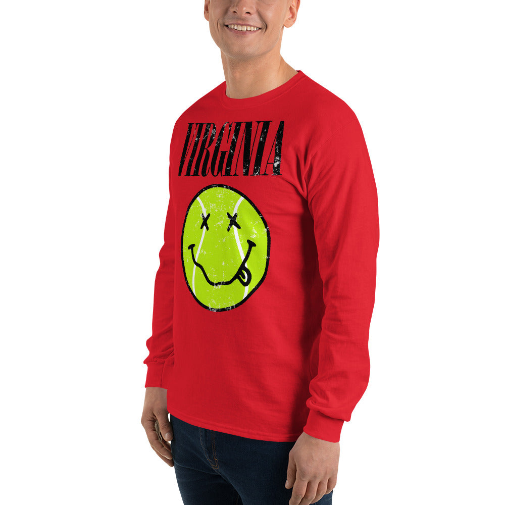 Virginia Smiley Face Tennis Ball by CoVA Tennis Men’s Long Sleeve Shirt